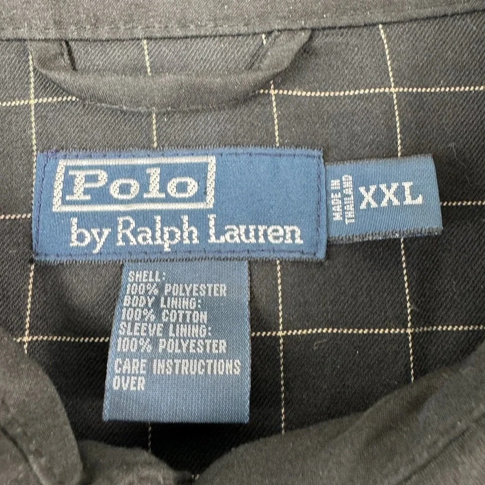 Polo Ralph Lauren Mens Black Pony Logo Harrington Full Zip Jacket XXL 2XL